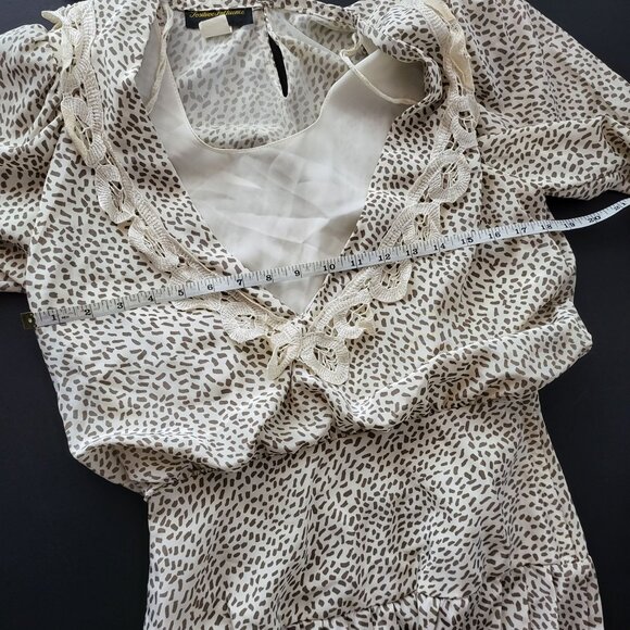 Vintage Positive Influence Womens Animal Print Pleated Dress Small Dainty Lace - Picture 8 of 11